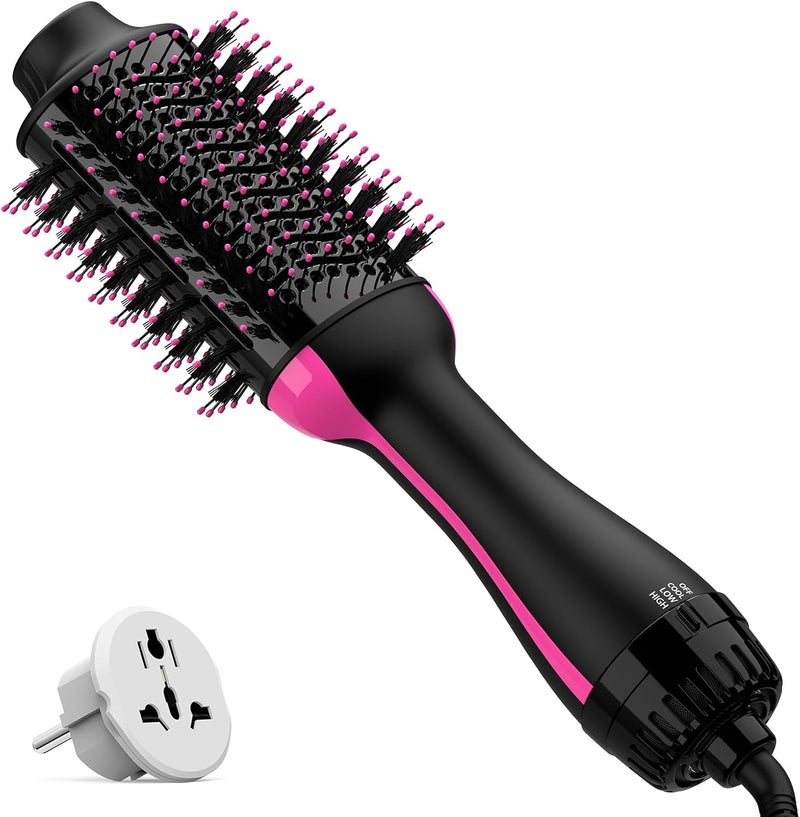 Umeely Dual Voltage Hair Dryer Brush with Negative Ion Anti-frizz Styler - Hot Air Volumizer for 110V-120V/220V-240V European and Travel Use - Image 1